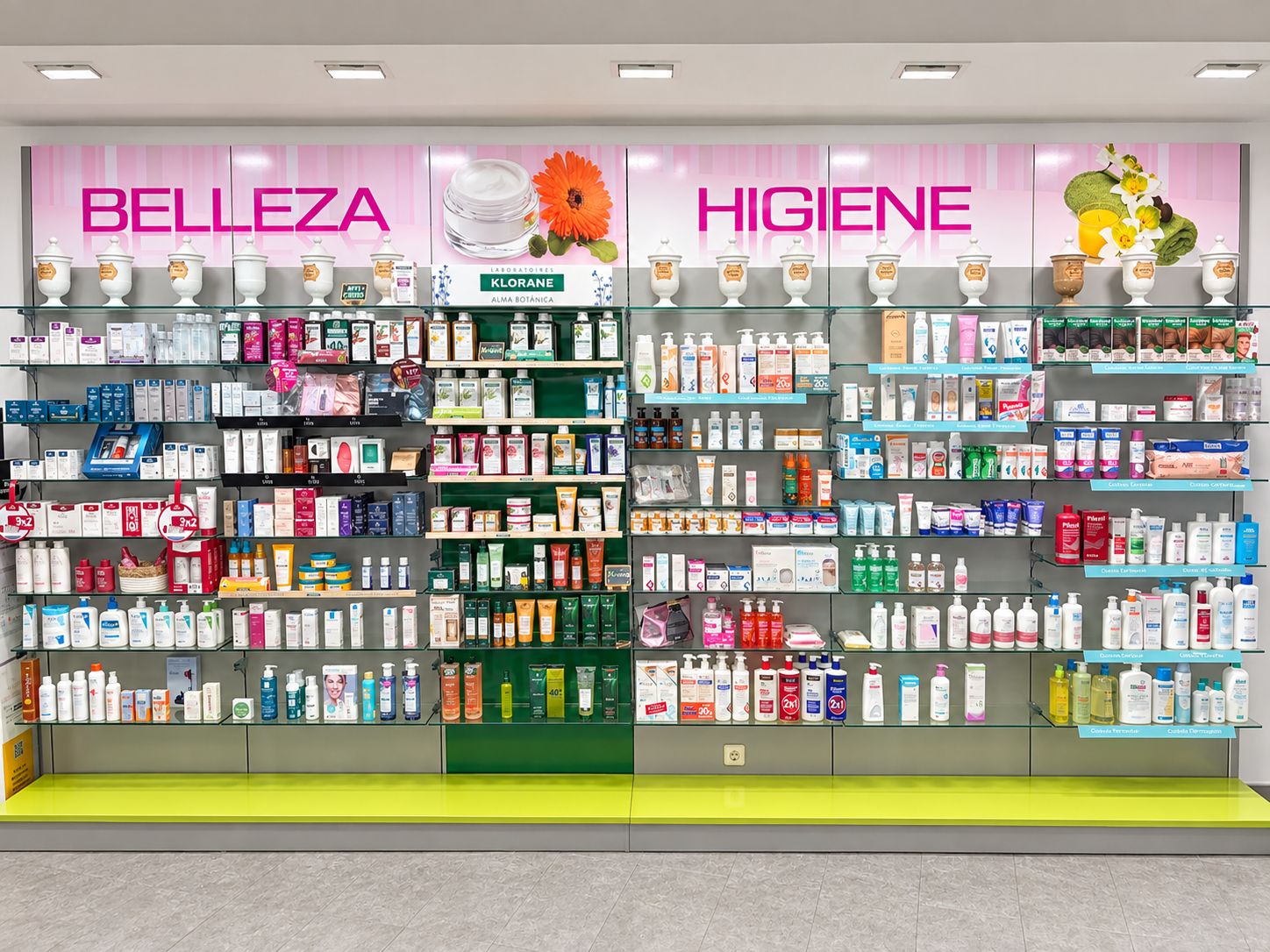 Lineal de belleza e higiene de la farmacia